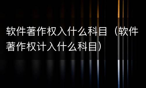 软件著作权入什么科目（软件著作权计入什么科目）