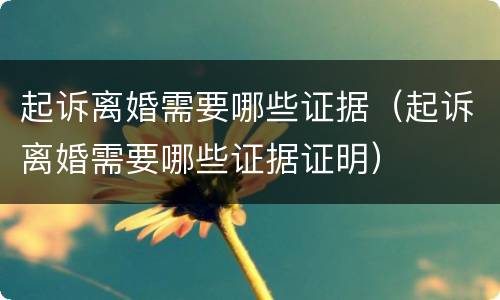 起诉离婚需要哪些证据（起诉离婚需要哪些证据证明）