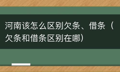 河南该怎么区别欠条、借条（欠条和借条区别在哪）