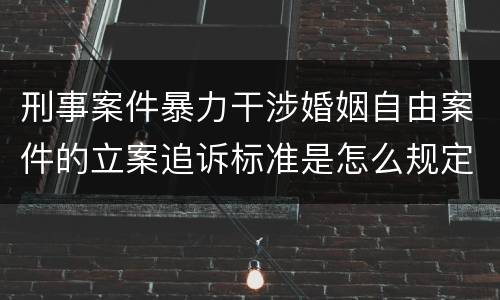 刑事案件暴力干涉婚姻自由案件的立案追诉标准是怎么规定