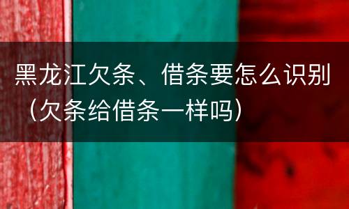 黑龙江欠条、借条要怎么识别（欠条给借条一样吗）