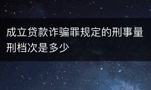 成立贷款诈骗罪规定的刑事量刑档次是多少