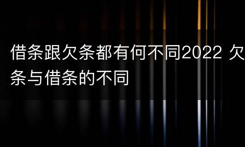 借条跟欠条都有何不同2022 欠条与借条的不同