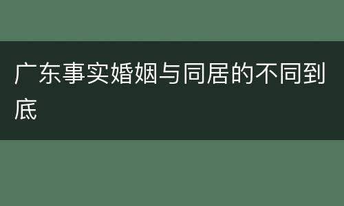 广东事实婚姻与同居的不同到底