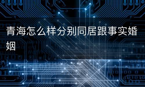青海怎么样分别同居跟事实婚姻