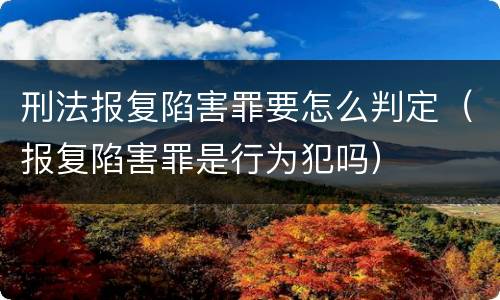 刑法报复陷害罪要怎么判定（报复陷害罪是行为犯吗）