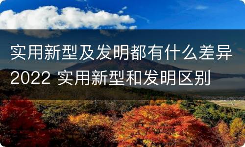 实用新型及发明都有什么差异2022 实用新型和发明区别