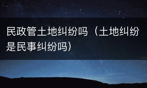民政管土地纠纷吗（土地纠纷是民事纠纷吗）