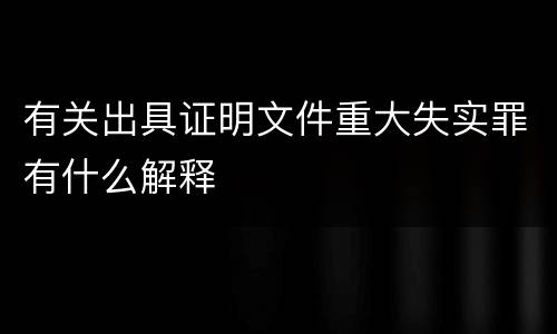有关出具证明文件重大失实罪有什么解释