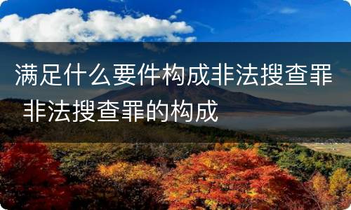 满足什么要件构成非法搜查罪 非法搜查罪的构成