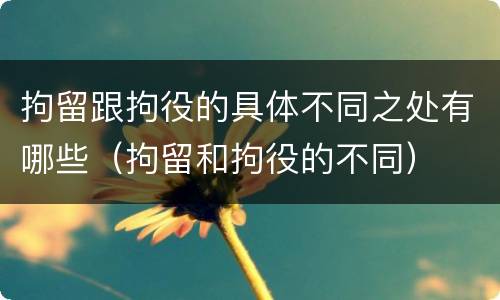 拘留跟拘役的具体不同之处有哪些（拘留和拘役的不同）