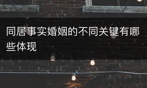 同居事实婚姻的不同关键有哪些体现