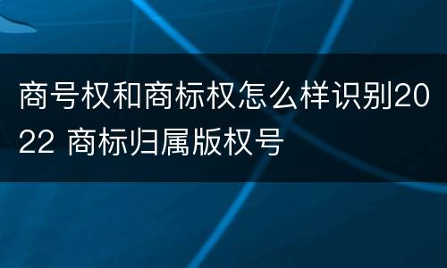 商号权和商标权怎么样识别2022 商标归属版权号