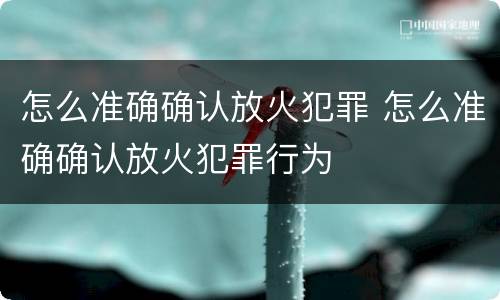 怎么准确确认放火犯罪 怎么准确确认放火犯罪行为