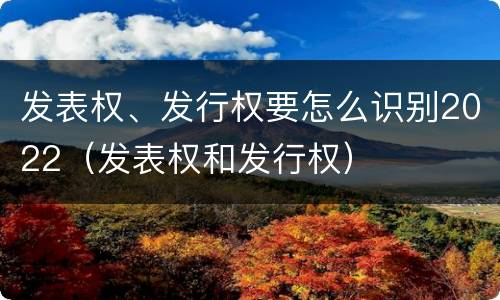 发表权、发行权要怎么识别2022（发表权和发行权）