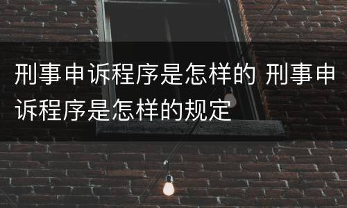 刑事申诉程序是怎样的 刑事申诉程序是怎样的规定