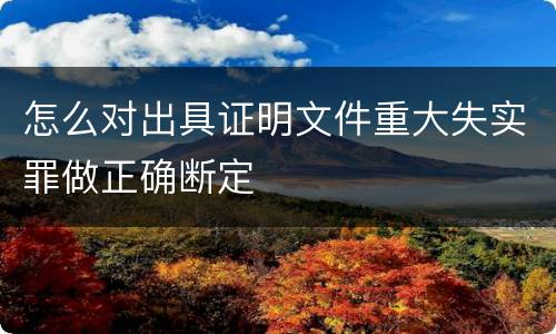 怎么对出具证明文件重大失实罪做正确断定