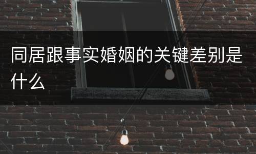 同居跟事实婚姻的关键差别是什么
