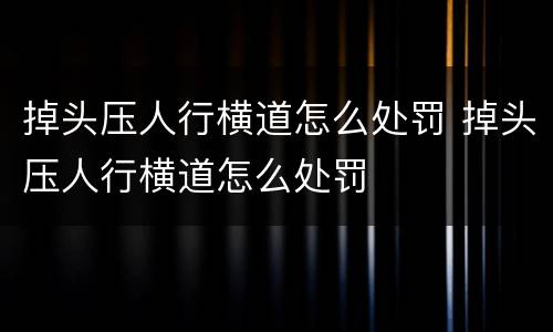 掉头压人行横道怎么处罚 掉头压人行横道怎么处罚