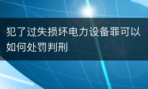 犯了过失损坏电力设备罪可以如何处罚判刑
