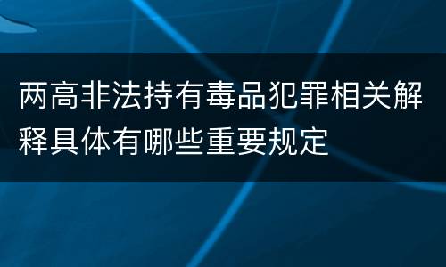 两高非法持有毒品犯罪相关解释具体有哪些重要规定