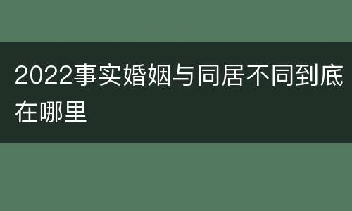 2022事实婚姻与同居不同到底在哪里