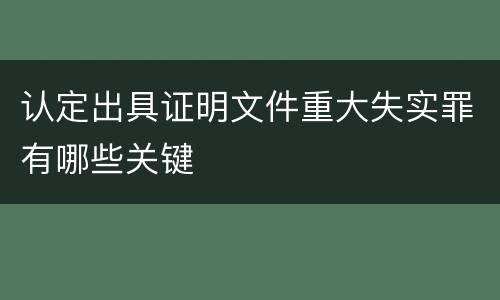 认定出具证明文件重大失实罪有哪些关键