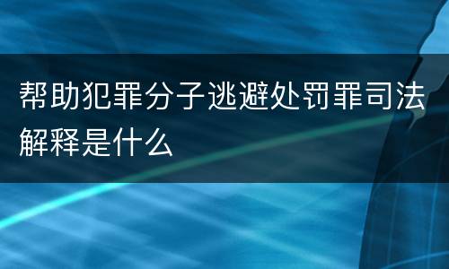 帮助犯罪分子逃避处罚罪司法解释是什么