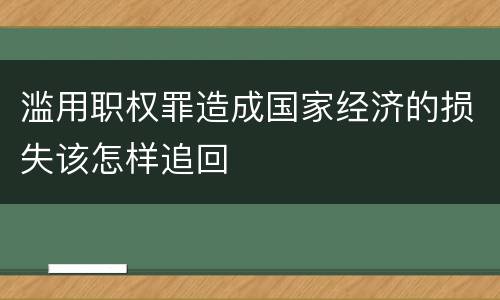 滥用职权罪造成国家经济的损失该怎样追回