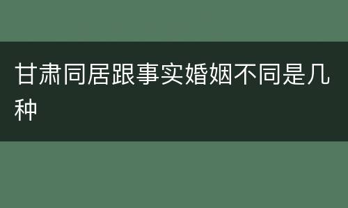 甘肃同居跟事实婚姻不同是几种