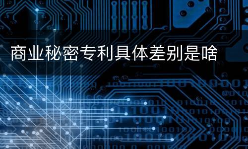 商业秘密专利具体差别是啥