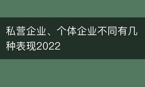 私营企业、个体企业不同有几种表现2022