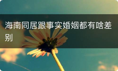 海南同居跟事实婚姻都有啥差别
