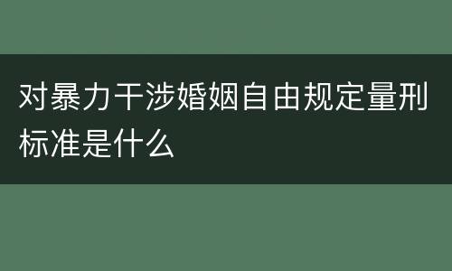 对暴力干涉婚姻自由规定量刑标准是什么