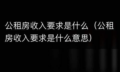 公租房收入要求是什么（公租房收入要求是什么意思）