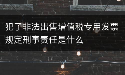 犯了非法出售增值税专用发票规定刑事责任是什么