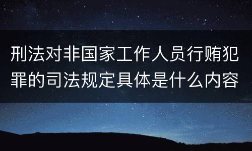 刑法对非国家工作人员行贿犯罪的司法规定具体是什么内容