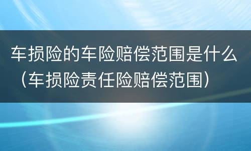 车损险的车险赔偿范围是什么（车损险责任险赔偿范围）