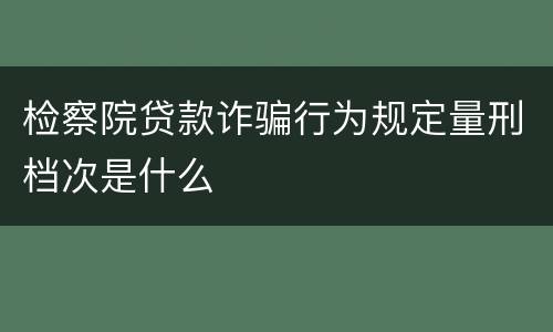 检察院贷款诈骗行为规定量刑档次是什么