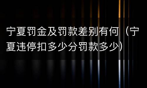 宁夏罚金及罚款差别有何（宁夏违停扣多少分罚款多少）