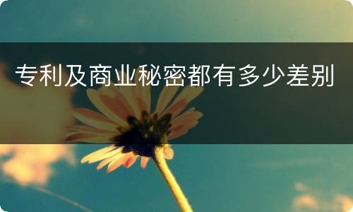 专利及商业秘密都有多少差别