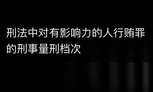 刑法中对有影响力的人行贿罪的刑事量刑档次