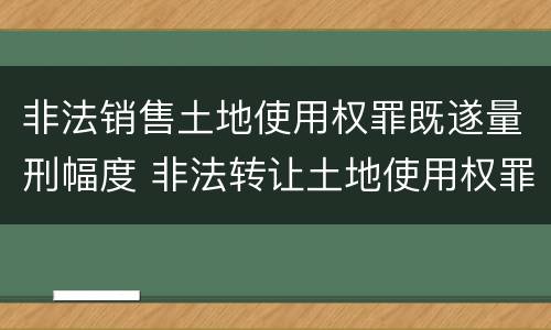非法销售土地使用权罪既遂量刑幅度 非法转让土地使用权罪情节特别严重