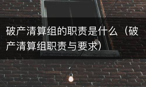 破产清算组的职责是什么（破产清算组职责与要求）