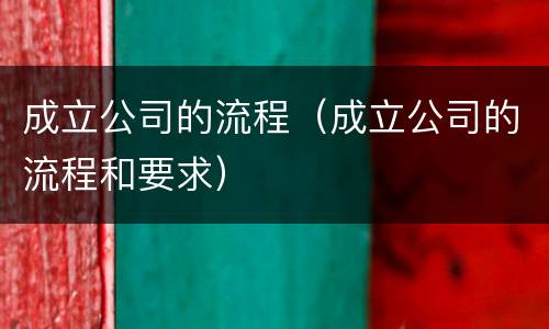 成立公司的流程（成立公司的流程和要求）