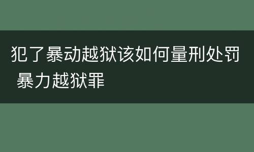 犯了暴动越狱该如何量刑处罚 暴力越狱罪