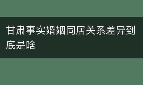 甘肃事实婚姻同居关系差异到底是啥
