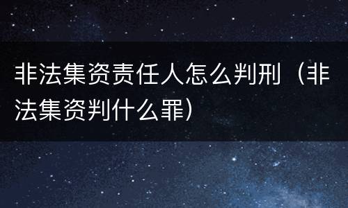 非法集资责任人怎么判刑（非法集资判什么罪）