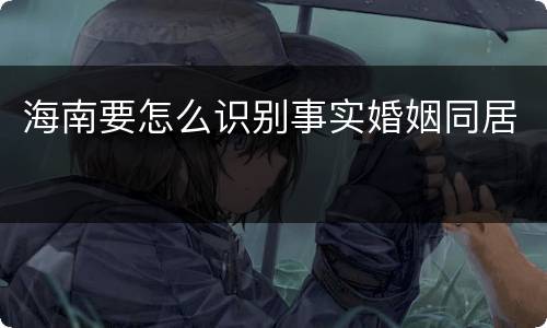 海南要怎么识别事实婚姻同居