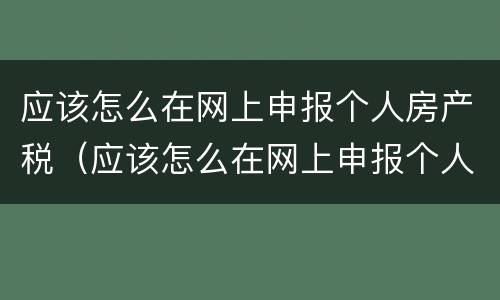应该怎么在网上申报个人房产税（应该怎么在网上申报个人房产税呢）